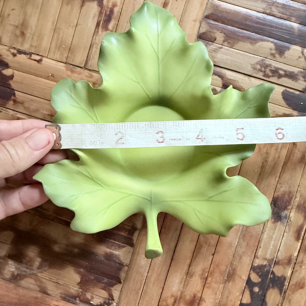 PartyLite Leaf Candle Holder Green Excellent Maple Ceramic Votive - Picture 2 of 3